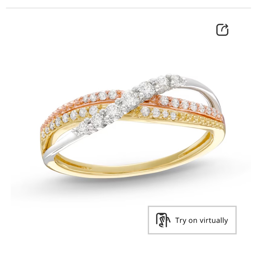 Elegant Tri-Color Diamond Ring